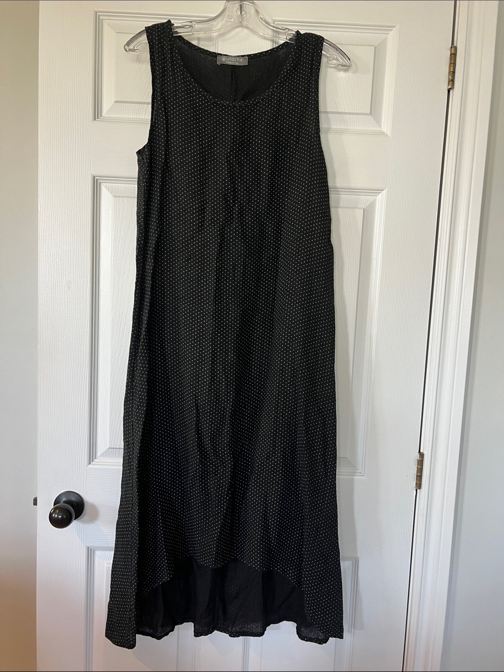 Black Polka Dot High-Low Midi Dress